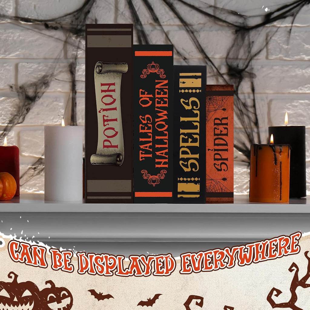 Set of 4 Decorative Books Boxes Faux Books Stacked for Coffee Tables Modern Home Bookshelves DIY Crafts Decor (Skull