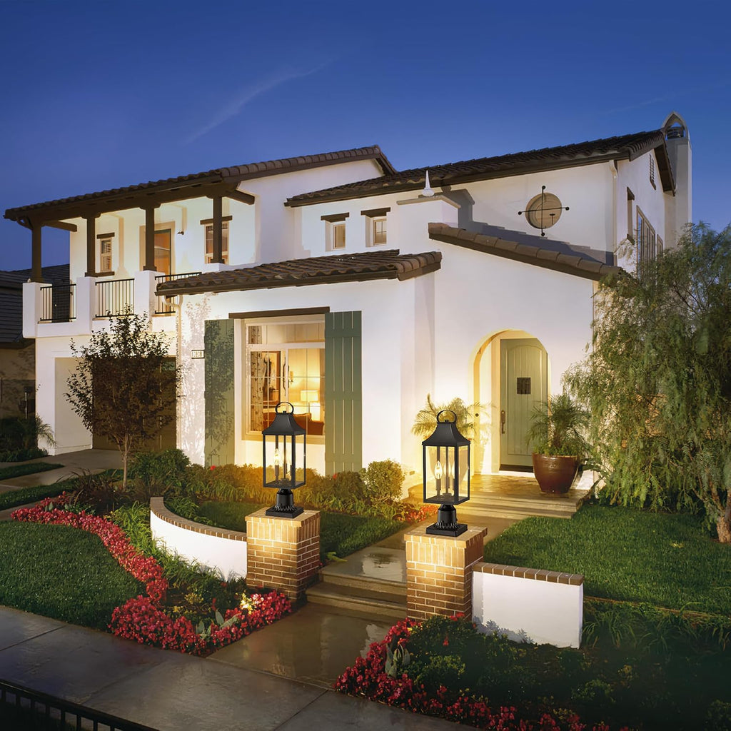 18.62'' Dusk to Dawn Post Light Outdoor, Large 3-Light Lamp Post Light Fixture