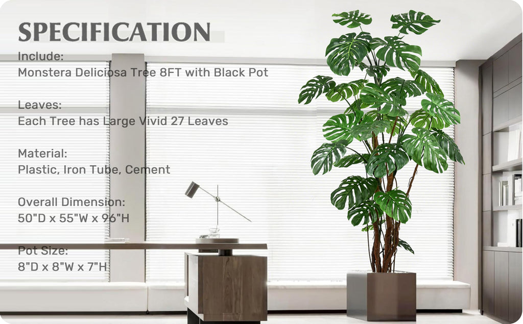 Artificial Monstera Deliciosa Tree 8FT with 27 Split Leaves