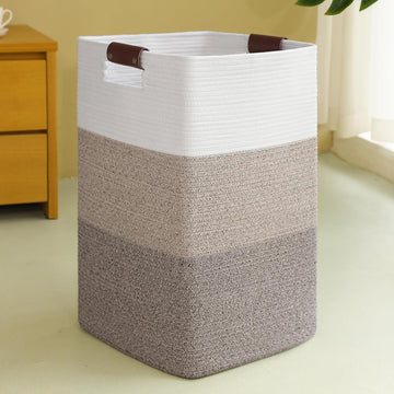 Laundry Hamper 96L Extra Large Laundry Basket, Woven Blanket Basket | Cotton Woven Storage Hamper with Handles