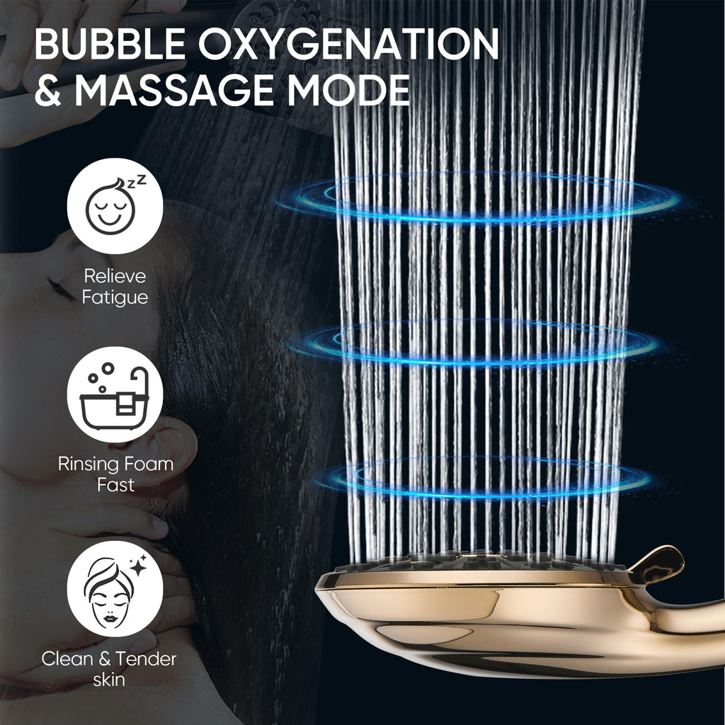 8-Setting Handheld Shower Head, Water-Saving Design, Gold