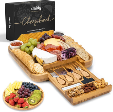 Charcuterie Board Set with Serving Accessories, Bamboo | Housewarming, Wedding, Bridal Shower and Birthday Gift for