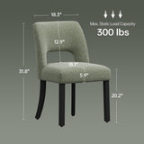 Wooden Dining Chairs Set of 4, Mid-Century Modern Upholstered Kitchen Chairs with Foot Pegs, Green