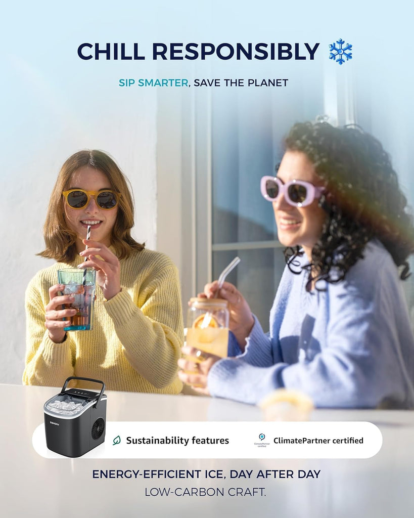 Countertop Ice Maker Machine with Handle, 26.5lbs Per Day, 9 Ice Cubes Ready in 6 Mins, Auto-Cleaning Portable Ice