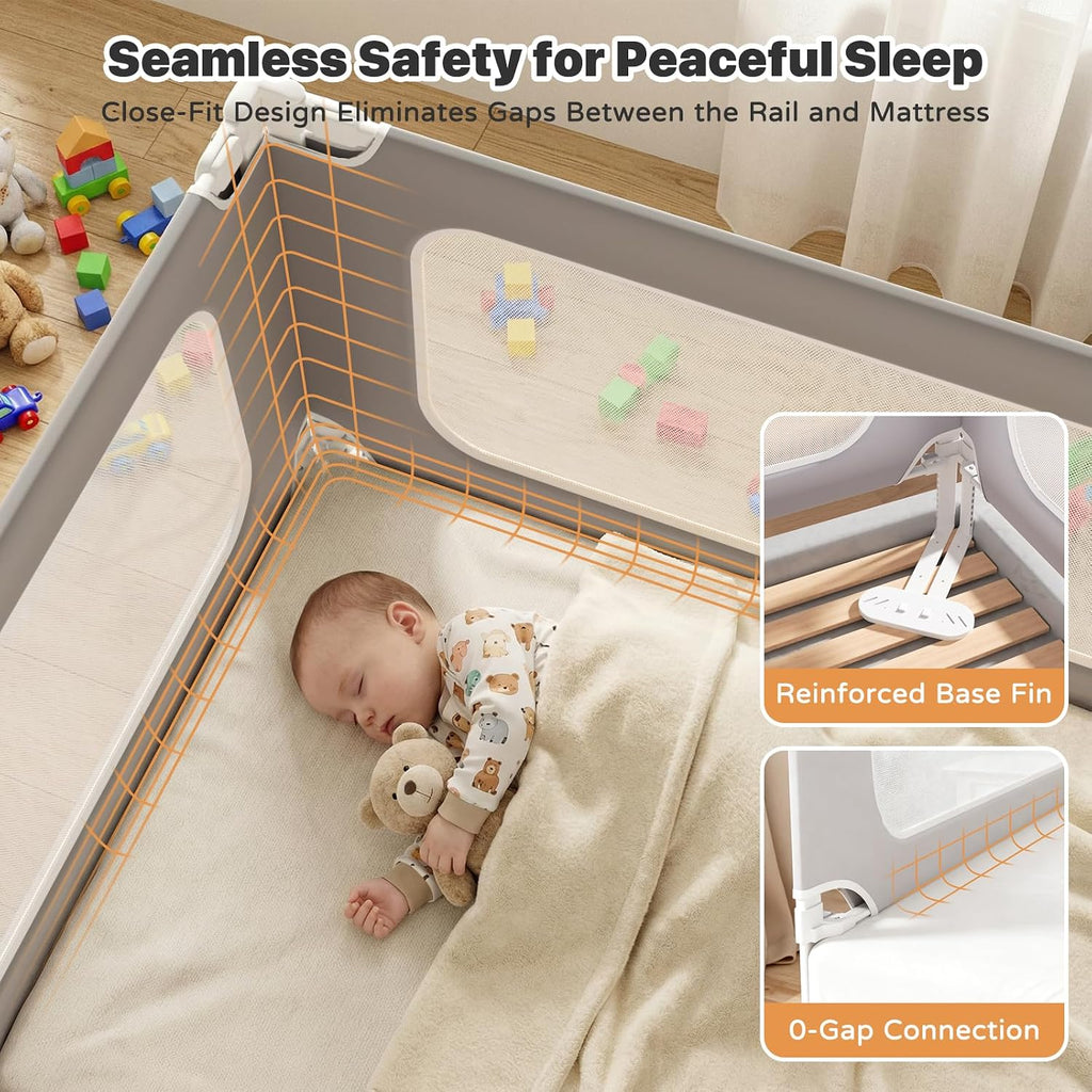 3 Piece King Size Bed Rail for Toddlers, Upgraded Height Adjustable Baby Bed Rail Guard, Thickened Child Safety Bed