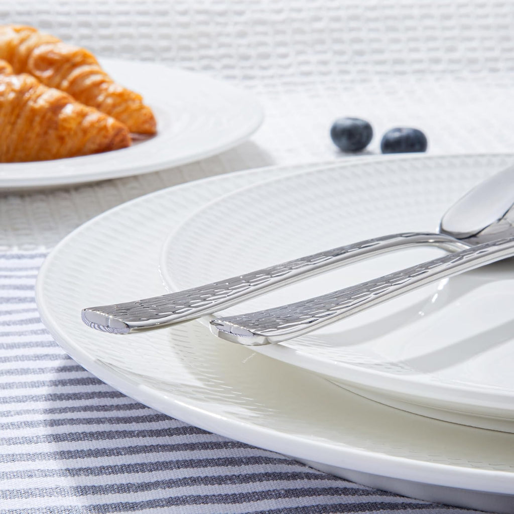 Hammered Silverware Set, 20-Piece Flatware Set