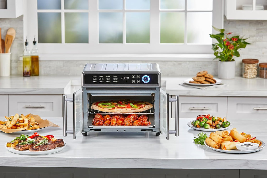 Crisp 'N Bake Air Fryer Toaster Oven Combo, 12 in 1 Countertop Convection Oven Cooks Food Fast, Fits a Whole Pizza or