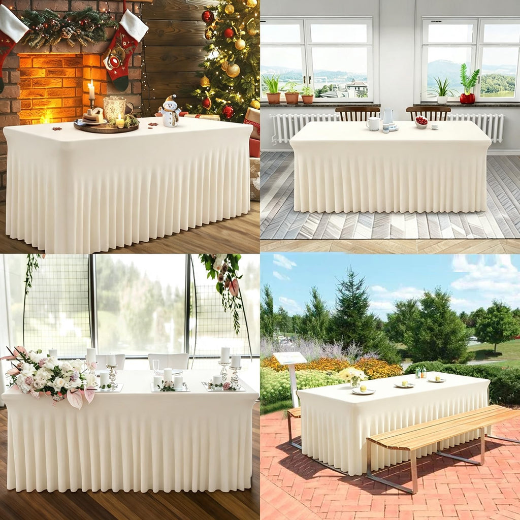 One-Piece Spandex Table Cloth Skirt for 6FT Rectangle Tables