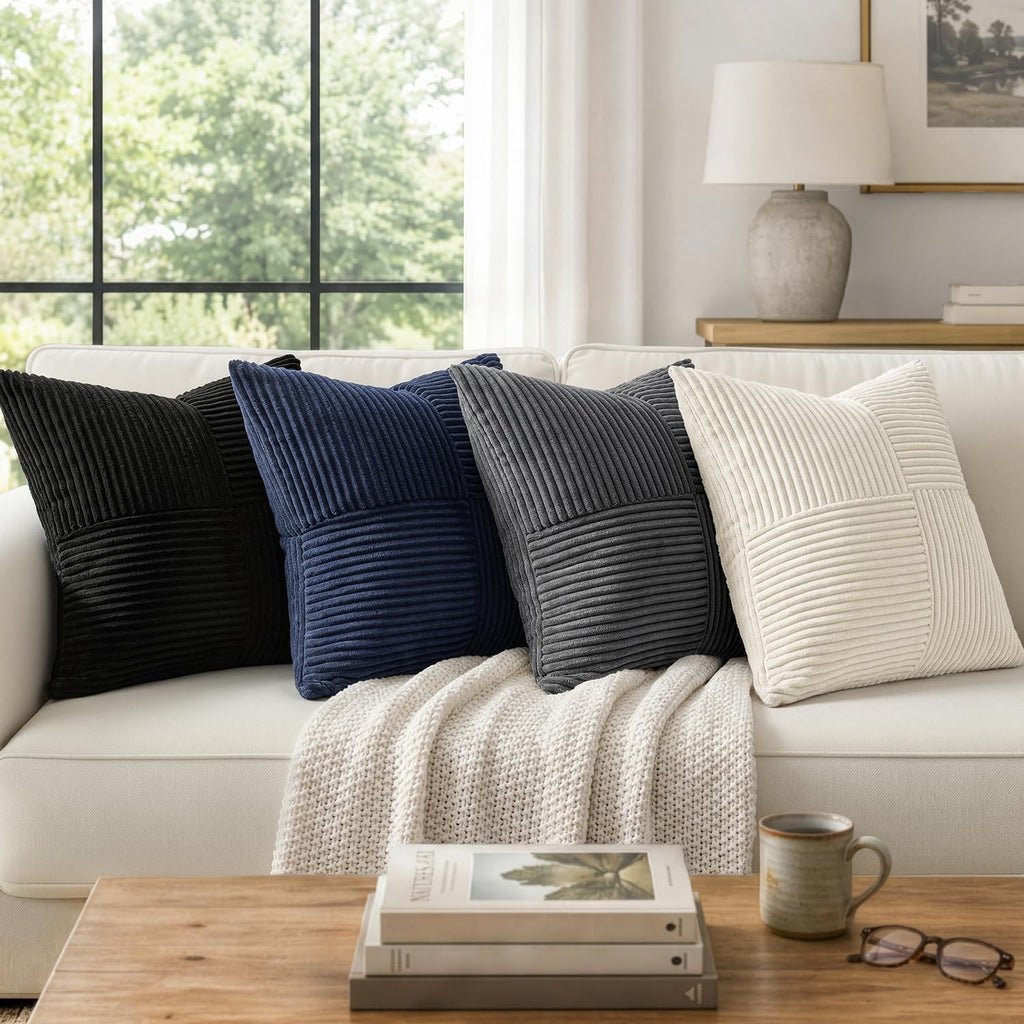 Black Decorative Throw Pillow Covers 18x18 Inch