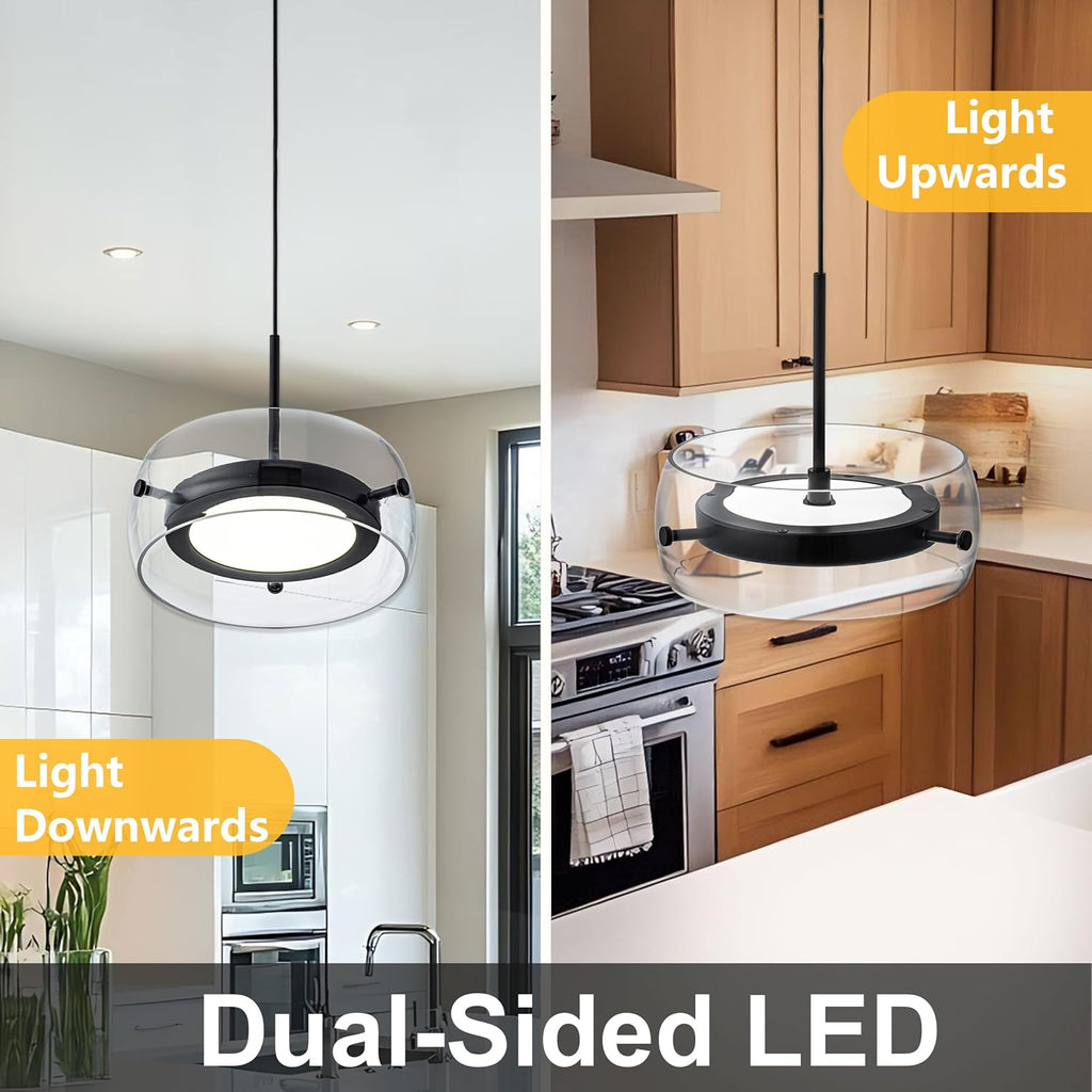 Pendant Lights Kitchen Island Dual-Sided LED Lighting, Adjustable Hanging Length, Glass Shade, Dimmable, Modern