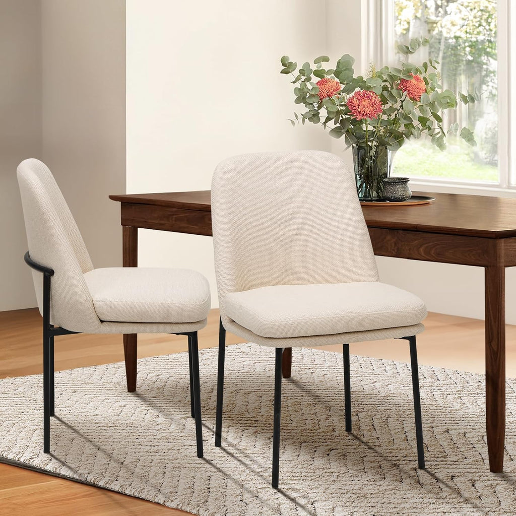 Modern Dining Chairs Set of 4, Upholstered Dining Room Chairs Dinner Chair Kitchen Chairs with Curved Back and Metal
