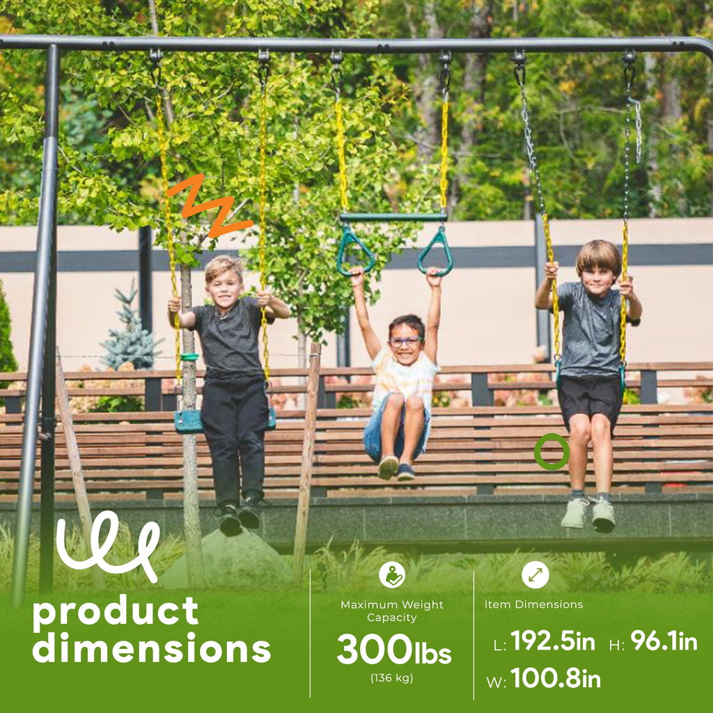 TitanFlex Outdoor Adventure Swing Set with 8 Ft Frame Extension