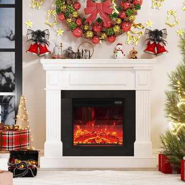40" Electric Fireplace with Mantel, TV Stand＆Freestanding Fireplace, 18 inch Electric Fireplace Heater with 4 Flame