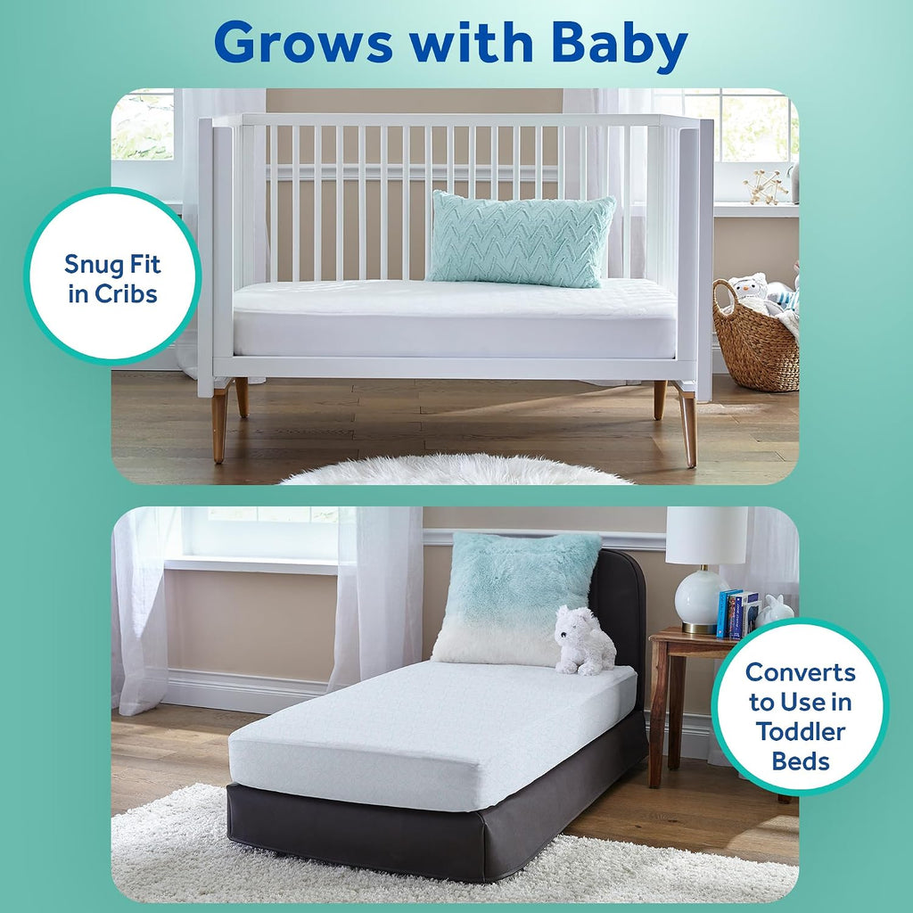 Posture Perfect Breathable Crib Mattress, GREENGUARD Gold Certified, Made in USA, 2 Stage Hybrid Memory Foam & 150