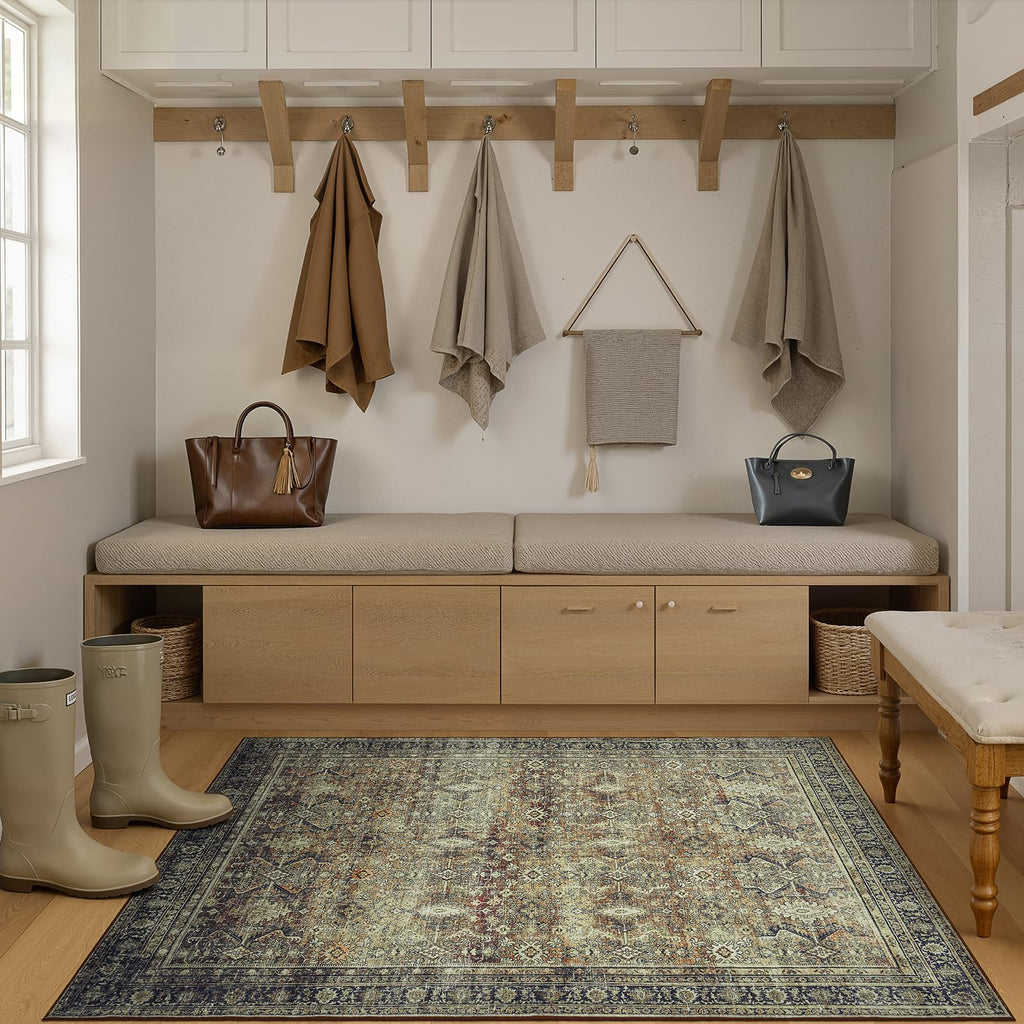 Area Rugs, Brown Washable Non-Slip Area Rug