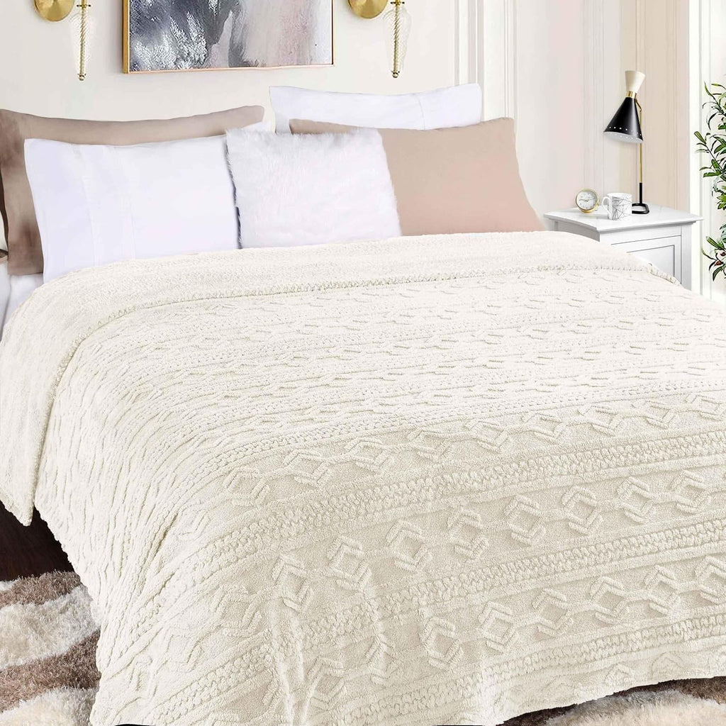 Fleece Boho Jacquard Blanket, Decorative Blankets, Fuzzy, Plush, Fluffy, Soft, Room Decor, Beautiful Cover, Comfort