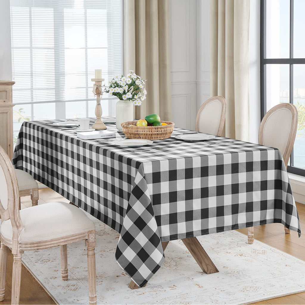 Gingham Tablecloth Rectangle, Black and White, 60 x 84 Inch