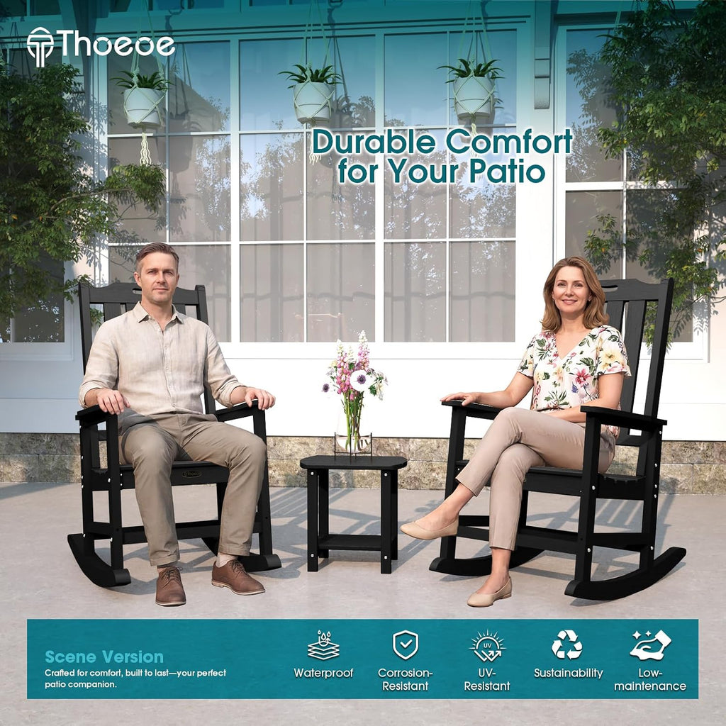 Outdoor Rocking Chairs, Oversized Patio Rocking Chair | HDPE Outdoor Rockers for Front Porch, Patio, Backyard