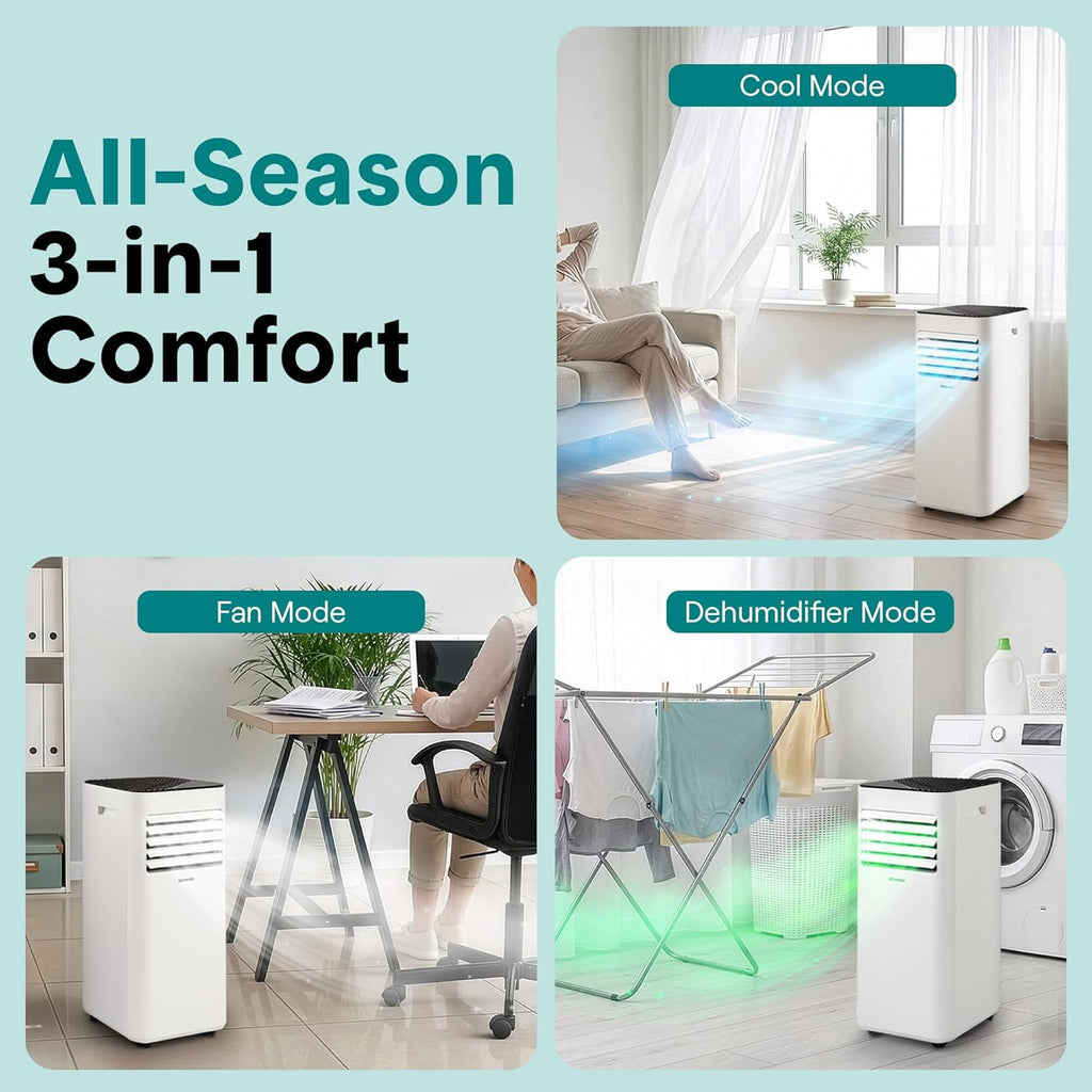 Portable Air Conditioner 10000 BTU | 3-in-1 Cooling, Fan and Dehumidifier | 24