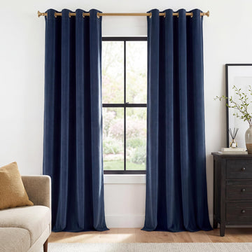 Navy Blue Blackout Velvet Curtains, W52 x L96, 2 Pcs