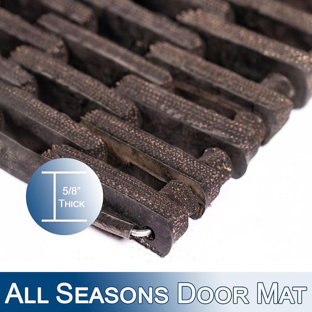 Durite Outdoor Entrance Mat, Recycled Rubber Tire-Link Doormat, Heavy Duty Straight Weave Drainage Mat, Black, 20" x