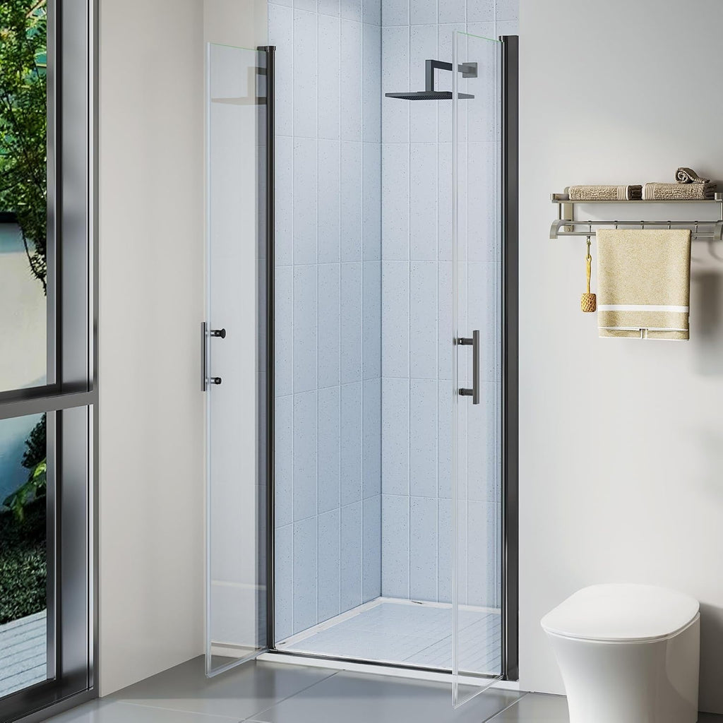 34" W ×72" H Frameless Pivot Shower Door, Pivot Swing Shower Glass Door