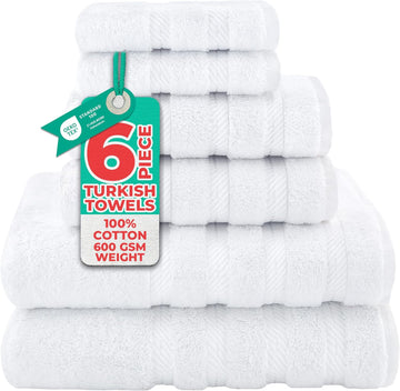 Soft Linen 100% Cotton Luxury Turkish Towels, 6 Piece Towel Set | Soft Absorbent Quick Dry OEKO Tex Standard 100