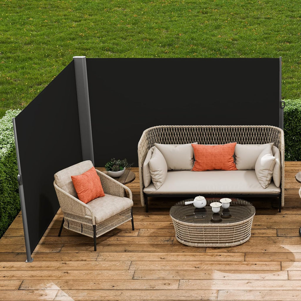 Retractable Side Awning, UV 50 71''x 236'' Full Aluminum Rust-Proof Patio Sunshine Screen, 280 g Thicken Privacy