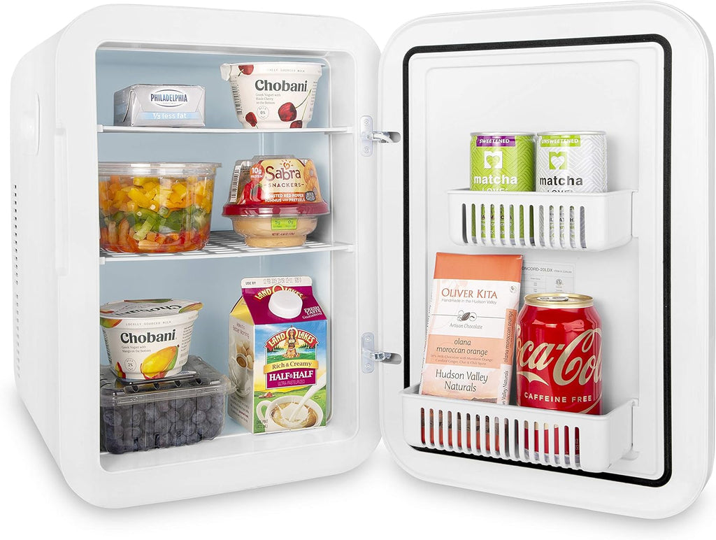 20 Liter Mini Fridge with Temperature Control - White Thermoelectric Cooler and Warmer
