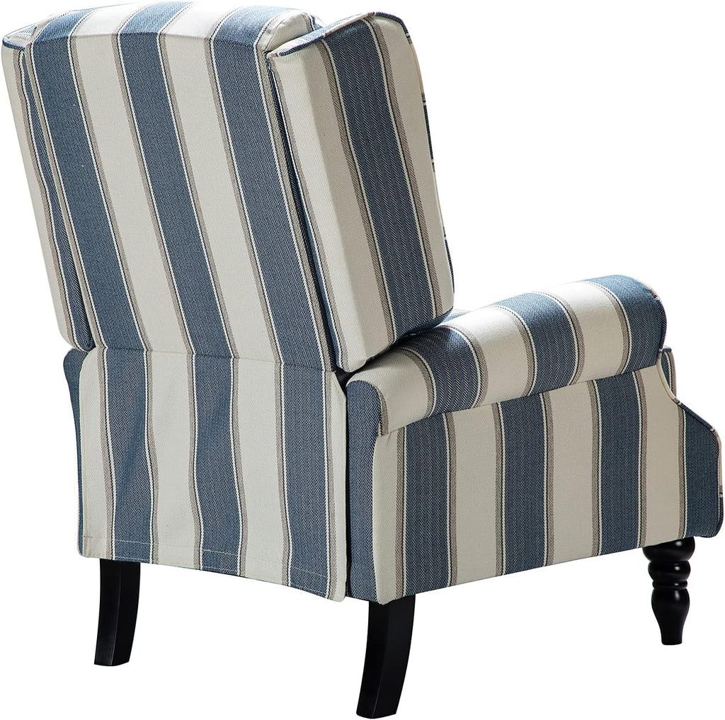 Upholstered Wingback Recliner Chair, Small Adjustable Footrest Push Back Single Reclining Sofa, Mid Century Modern