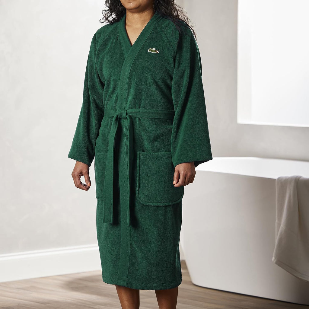 Classic Pique Bath Robe, 100% Soft Cotton Terry, Unisex Adult Bathrobe, Absorbent & Quick Drying, One Size Fits Most