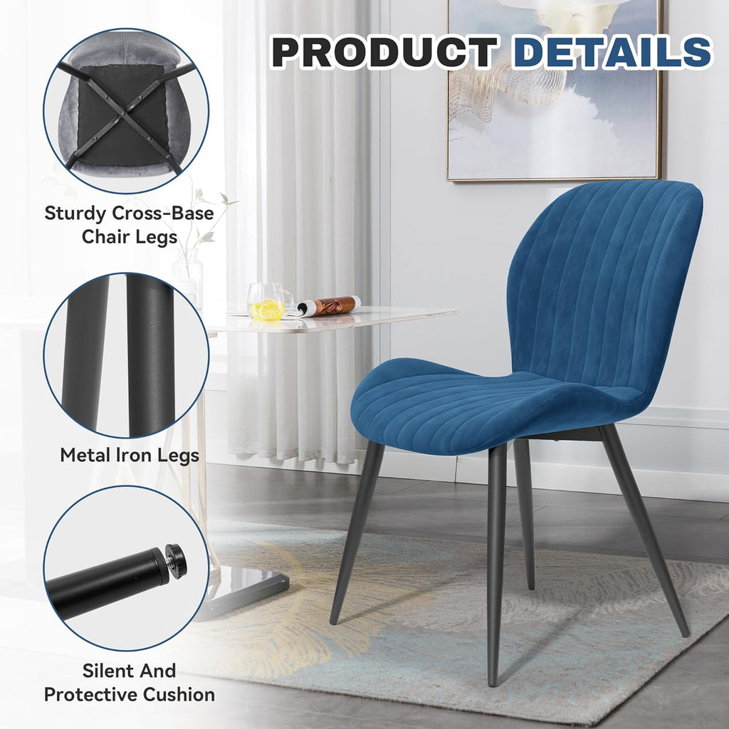 Dining Chairs Set of 4 Modern Velvet Dining Room Chairs Upholstered Dining Chairs with Thick Cushions Metal Legs