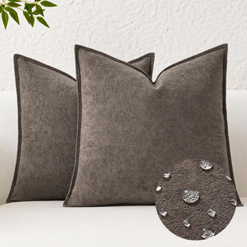 Soft Waterproof Pillow Covers 22x22 Inch 2 Pack, Coco Brown