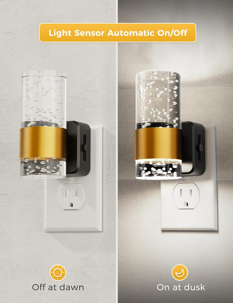Night Light, Decorative Night Lights Plug into Wall | 2 Pack Dimmable Night Light,Auto Light Sensor,Bright White