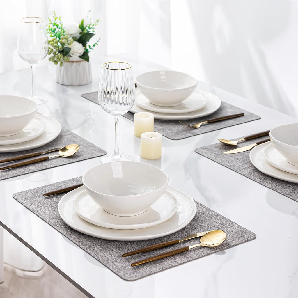 Ceramic Dinnerware Sets for 8,Porcelain Plates and Bowls Sets with Wavy Edge