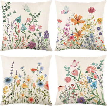 Spring Decorations, Outdoor Pillow Covers Springtime Farmhouse Throw Pillow Cover Garden Linen Cushion Case