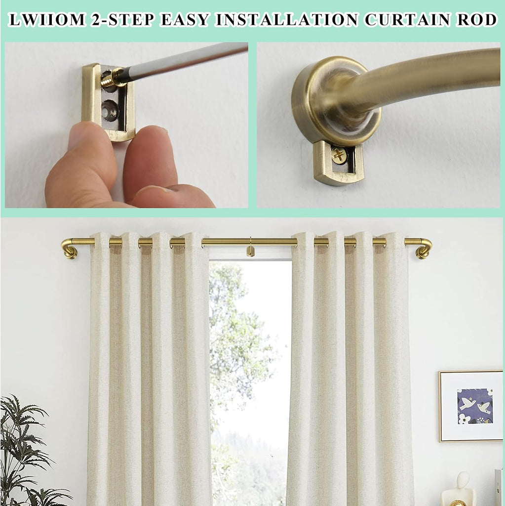 Antique Bronze Curtain Rod - with 1" Diameter Discs, Adjustable Room Darkening Curtain Rod with Aluminum