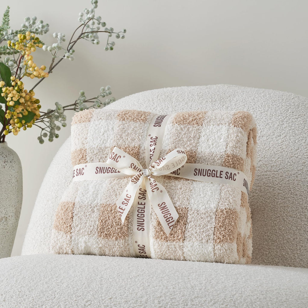 Checkered Throw Blanket for Couch, Super Soft Cozy Warm Knit Netural Decorative Fluffy Blankets, Reversible Buffalo
