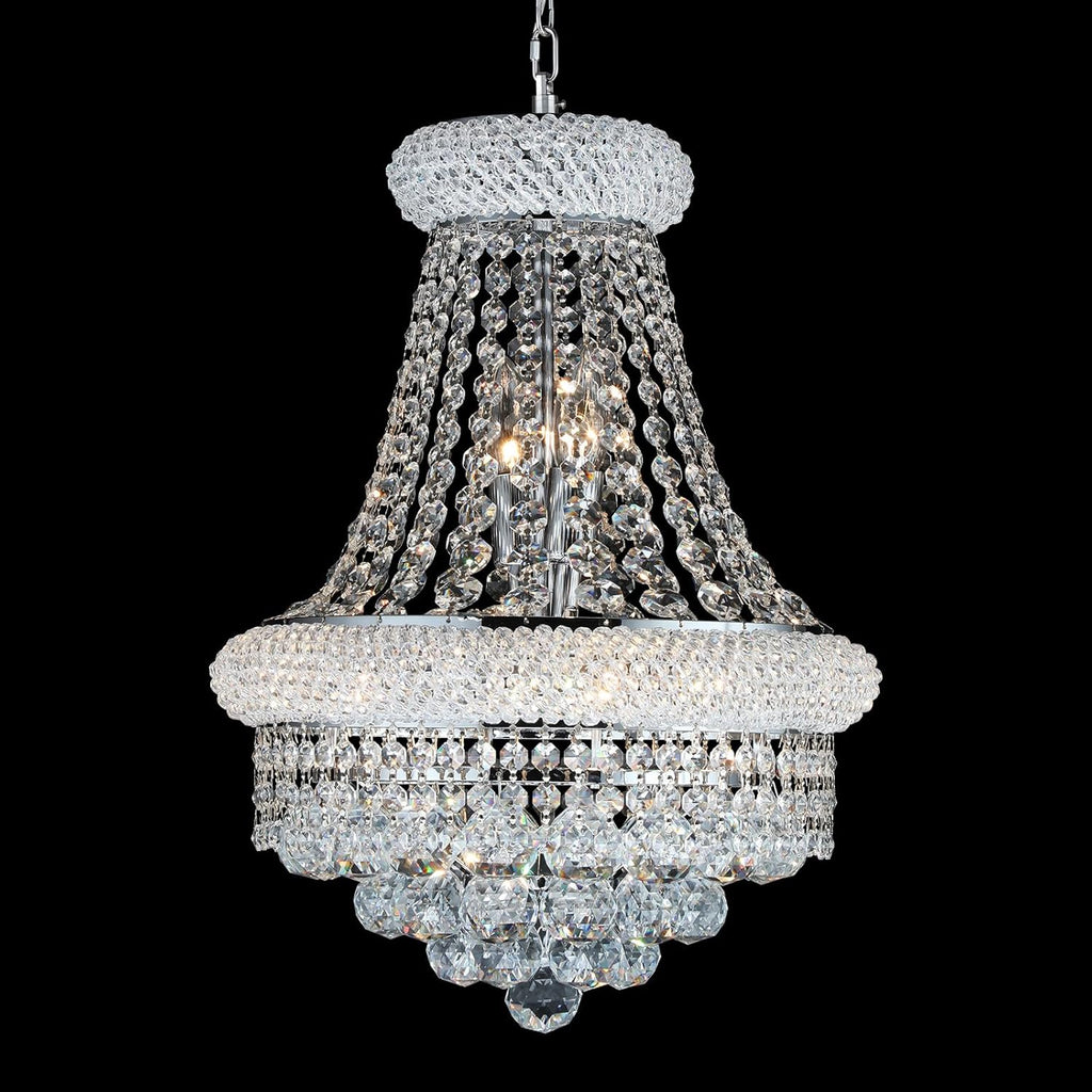 Crystal Chandeliers for Dining Room Light Fixtures Over Table_Empire Style K9 Crystal Chandeliers for Living Room_6 Lights Chrome Luxury Lighting Fixtures for Bedroom Kitchen Island Entryway A108-B0DDXNCWPT