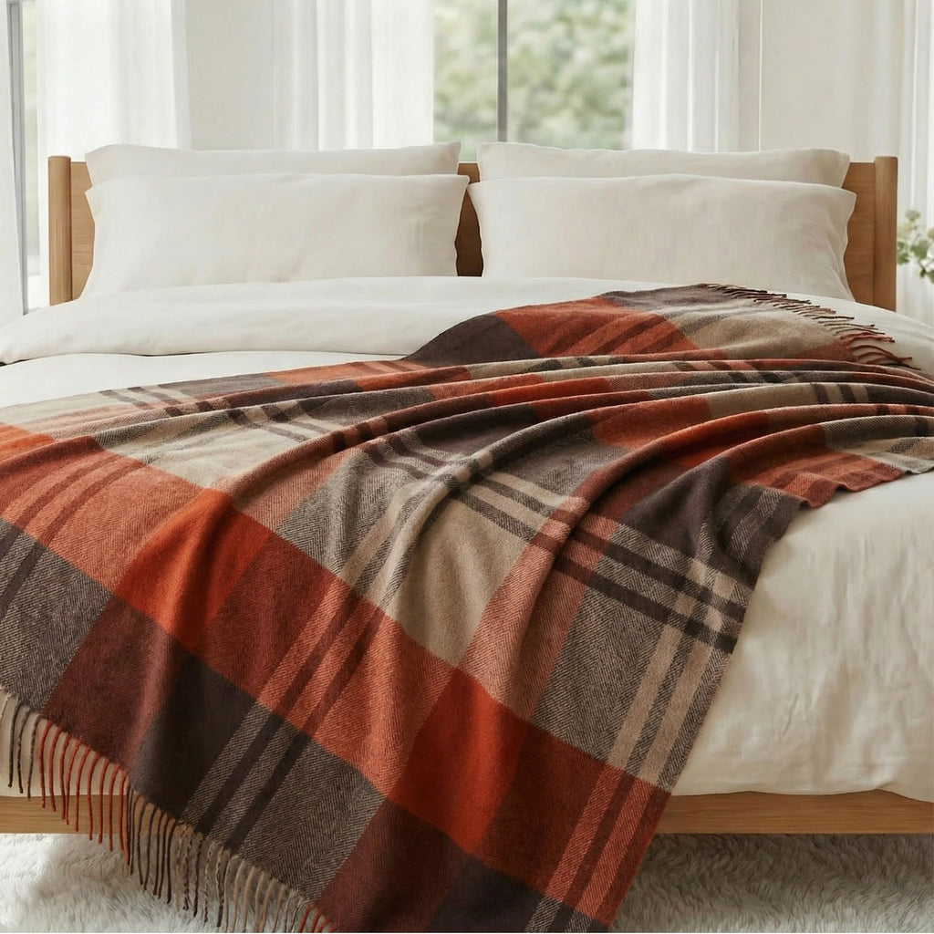 Soft 100% Wool Throw Blanket, Lightweight Warmth, 55"x83"