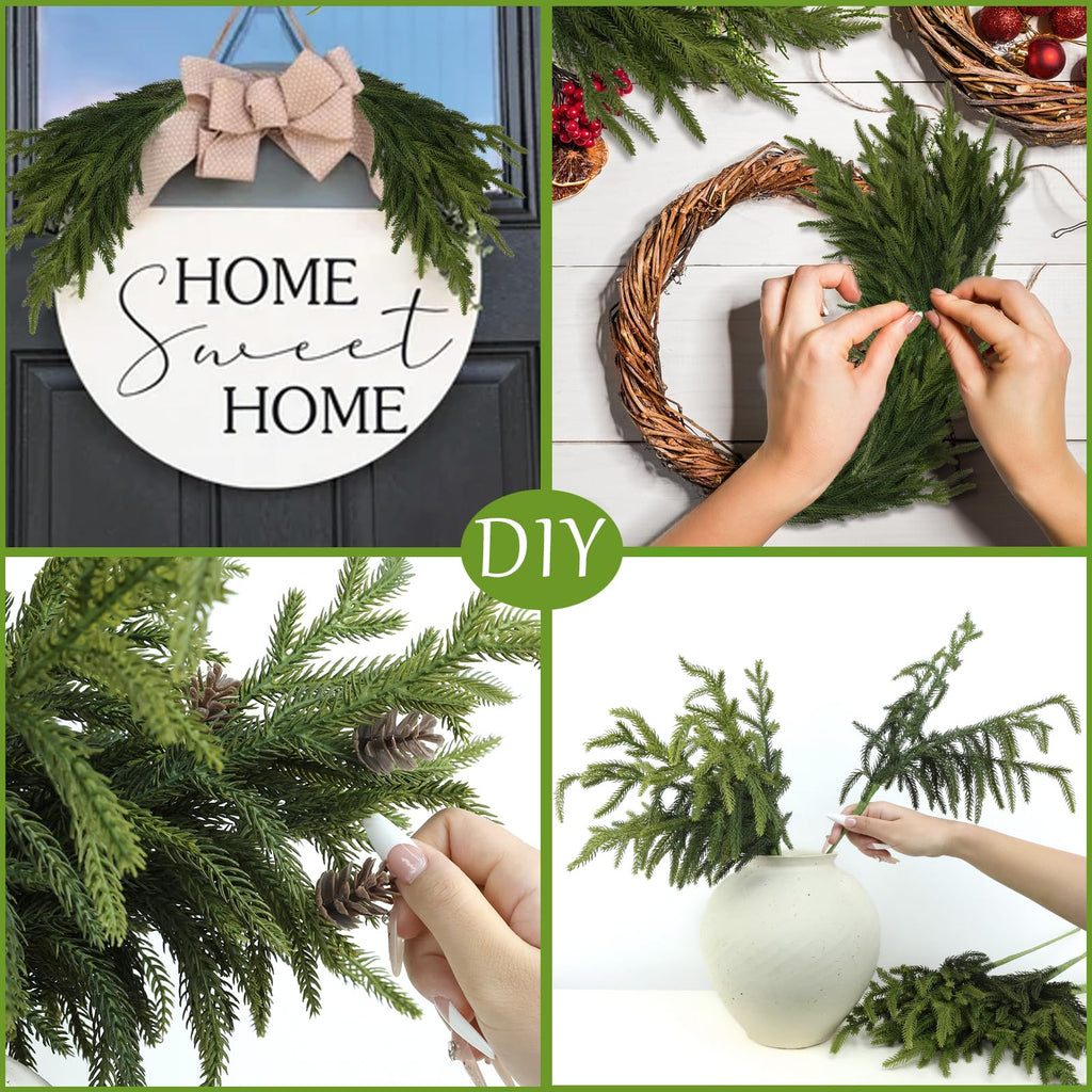 30 Pcs Pine Branches - 18 Inch Artificial Green Pine Stem