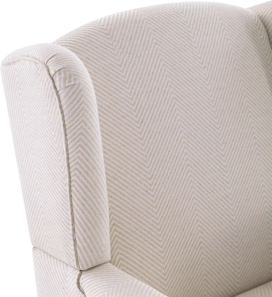 Printed Wingback Accent Chair, Linen Upholstered High Back Armchair, Comfy Reading Chair Bedroom Study, 300lbs Weight