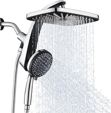 High Pressure Rain Shower Head: Upgrade Shower Heads with Handheld Spray Combo with Fixed Showerhead and 10 Sprays