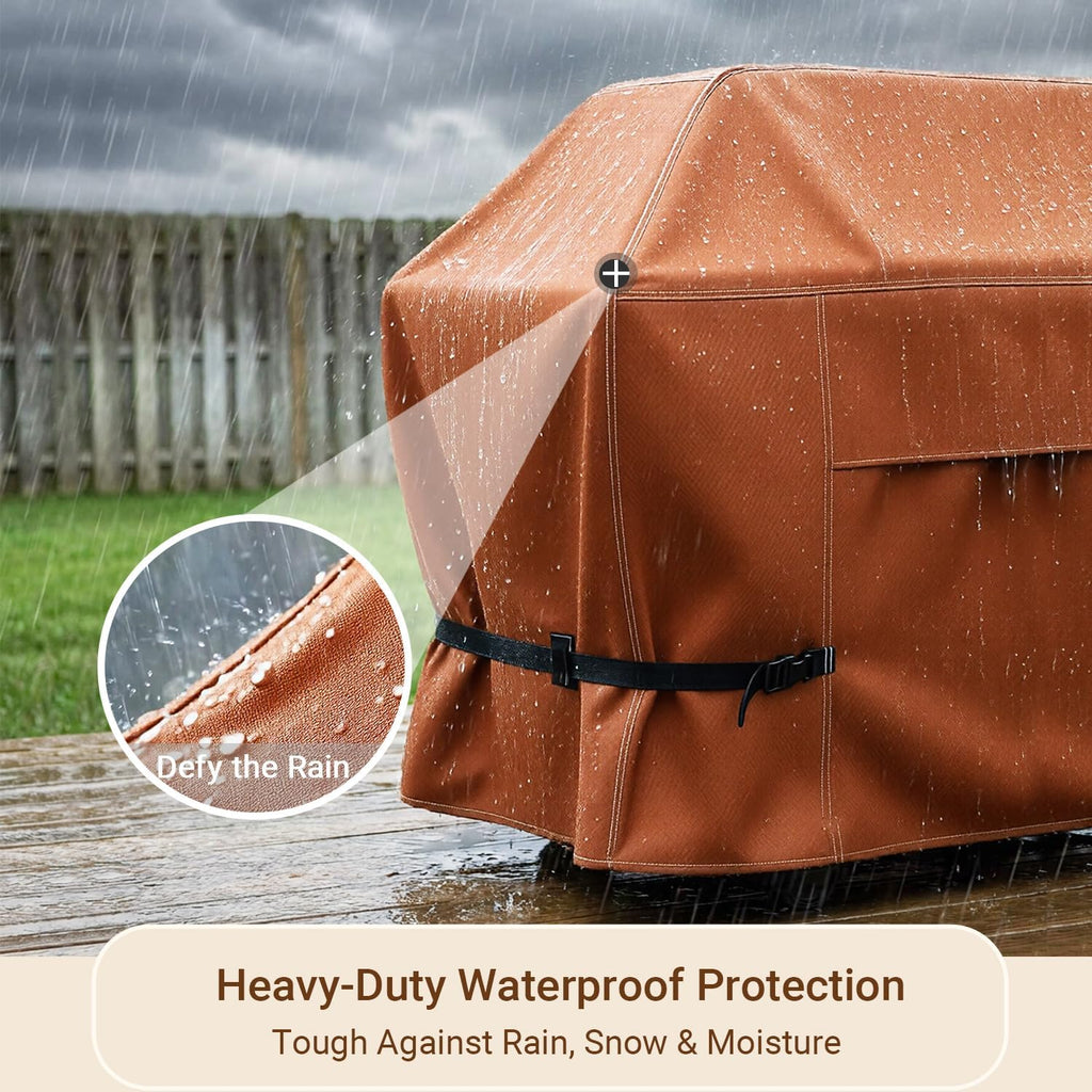 Grill Cover Grill 56 Inch Waterproof Heavy Duty, Brown