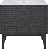 36-Inch Freestanding Bathroom Vanity with Sink – Black Oak Cabinet with 3-Hole Widespread Sink Top