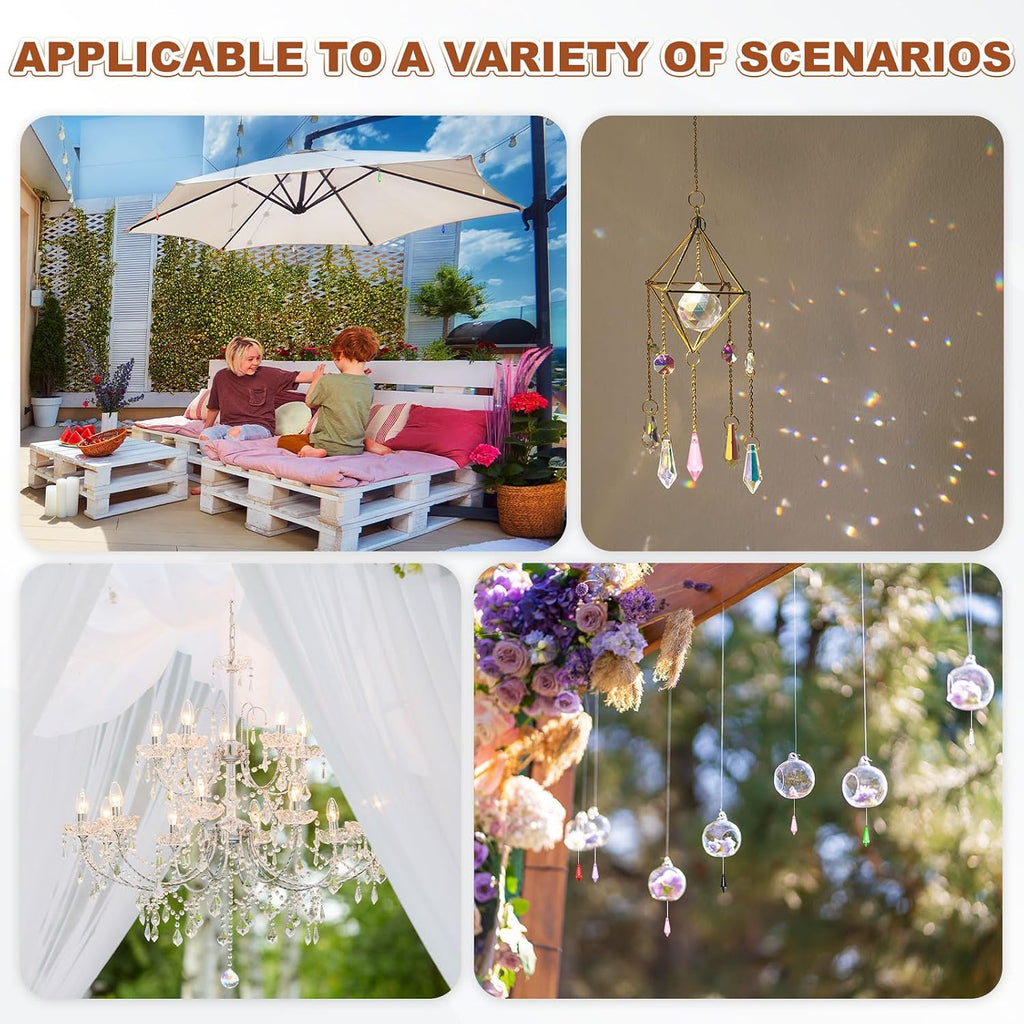 50-Pack Crystal Icicle Prisms, 34mm/1.34 Inch Chandelier Pendant Maker Hanging Crystals Chandelier Prisms for