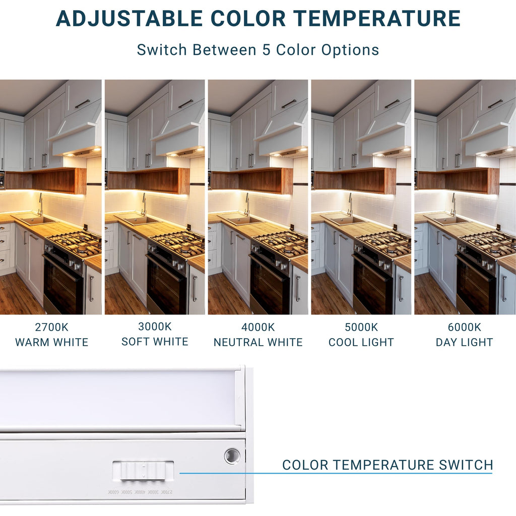 LED Swivel Under Cabinet Lighting, Hardwired or Plug-in Installation, 32 Inch, 18W, 5CCT Color Selectable