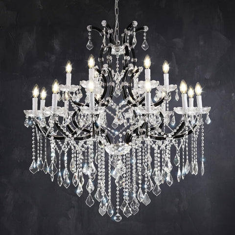 18-Light 40" Crystal Chandeliers Large Foyer Chandelier for High Ceilings, Black Staircase Chandeliers Big Entryway Maria Theresa Chandelier Living Room Light Fixture for Stairway, Entry A109-B0F8B6SVGH