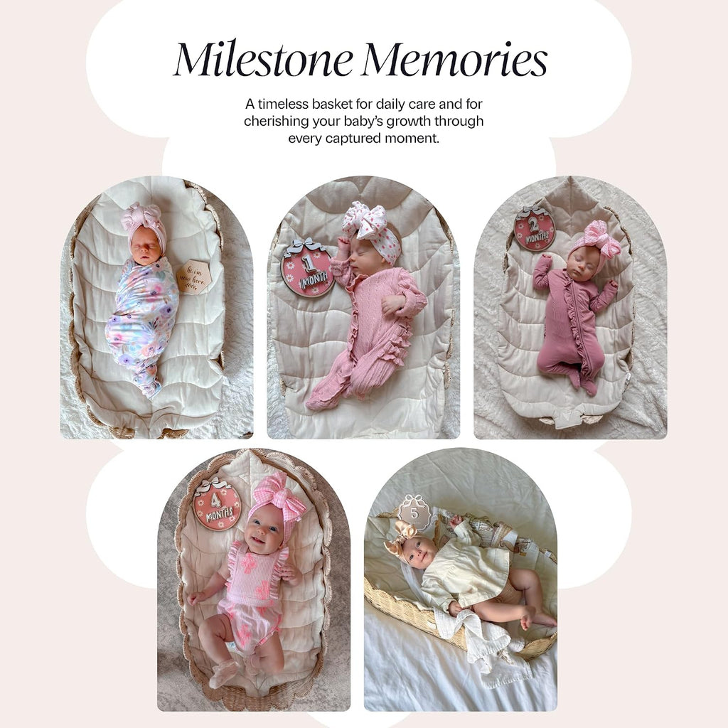 Premium Baby Changing Basket - Artisan-Crafted Scalloped Rattan - Changing Basket for Baby Dresser - All Accessories