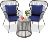 Best Choice Products 3-Piece Patio Conversation Bistro Set, Outdoor All-Weather Wicker Furniture for Porch